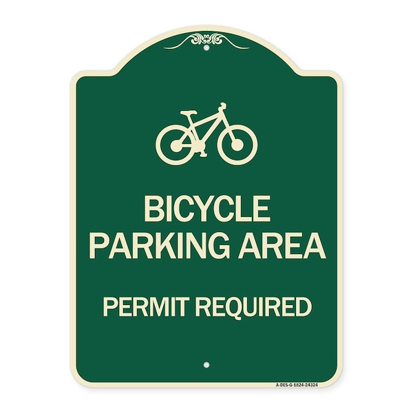 Signmission Bicycle Parking Area Permit Required W/ Graphic Heavy-Gauge Aluminum Sign, 24" x 18", G-1824-24324 A-DES-G-1824-24324 - main